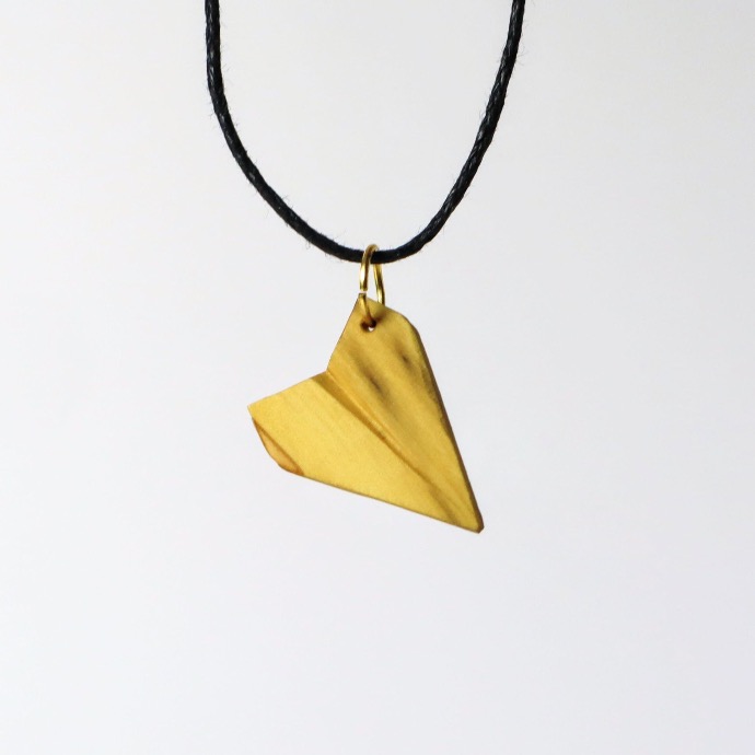 Pendentif - Avion origami en buis